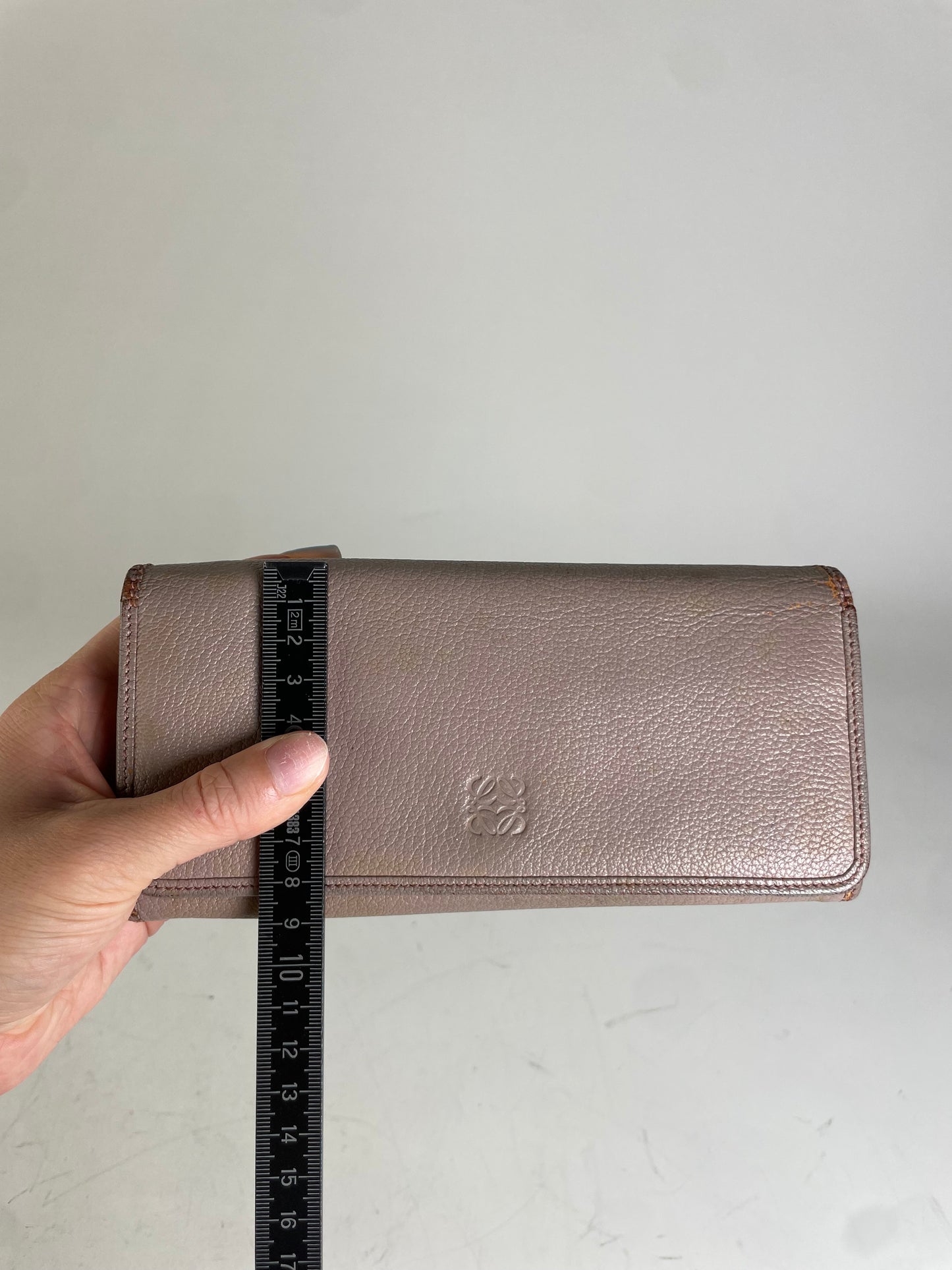 Vintage Loewe Leather Zip Wallet Pink Silver