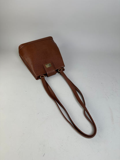 Vintage Courreges Textured Leather Shoulder Bag Rust Gold