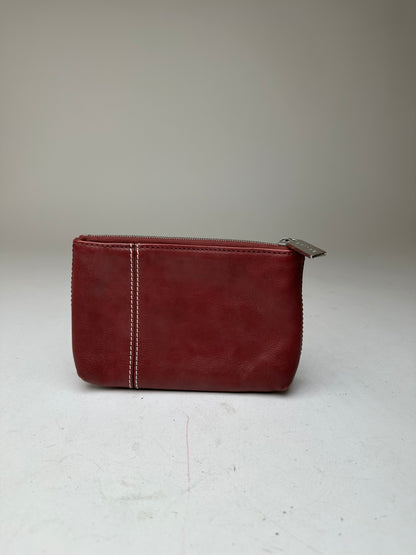 Vintage Celine Leather Zip Pouch Burgundy