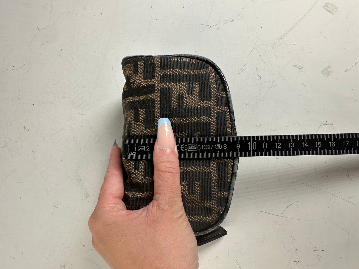 Vintage Fendi FF Monogram Canvas Cosmetic Case Brown Black