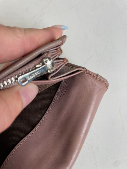 Vintage Loewe Leather Zip Wallet Pink Silver