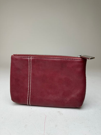 Vintage Celine Leather Zip Pouch Burgundy