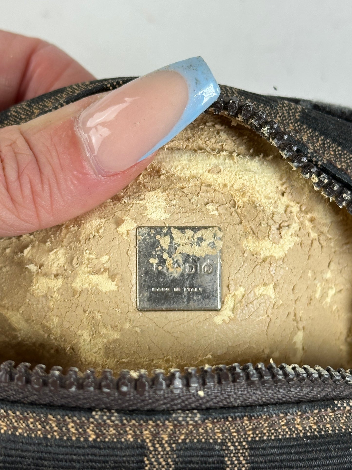 Vintage Fendi FF Monogram Canvas Cosmetic Case Brown Black
