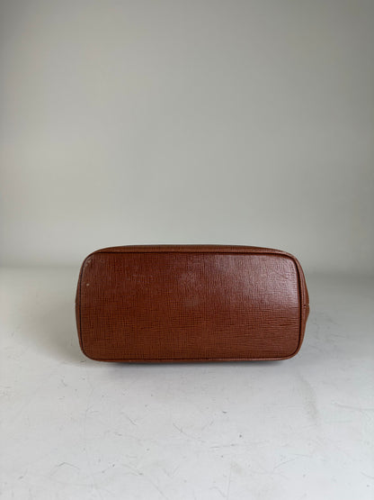 Vintage Courreges Textured Leather Shoulder Bag Rust Gold