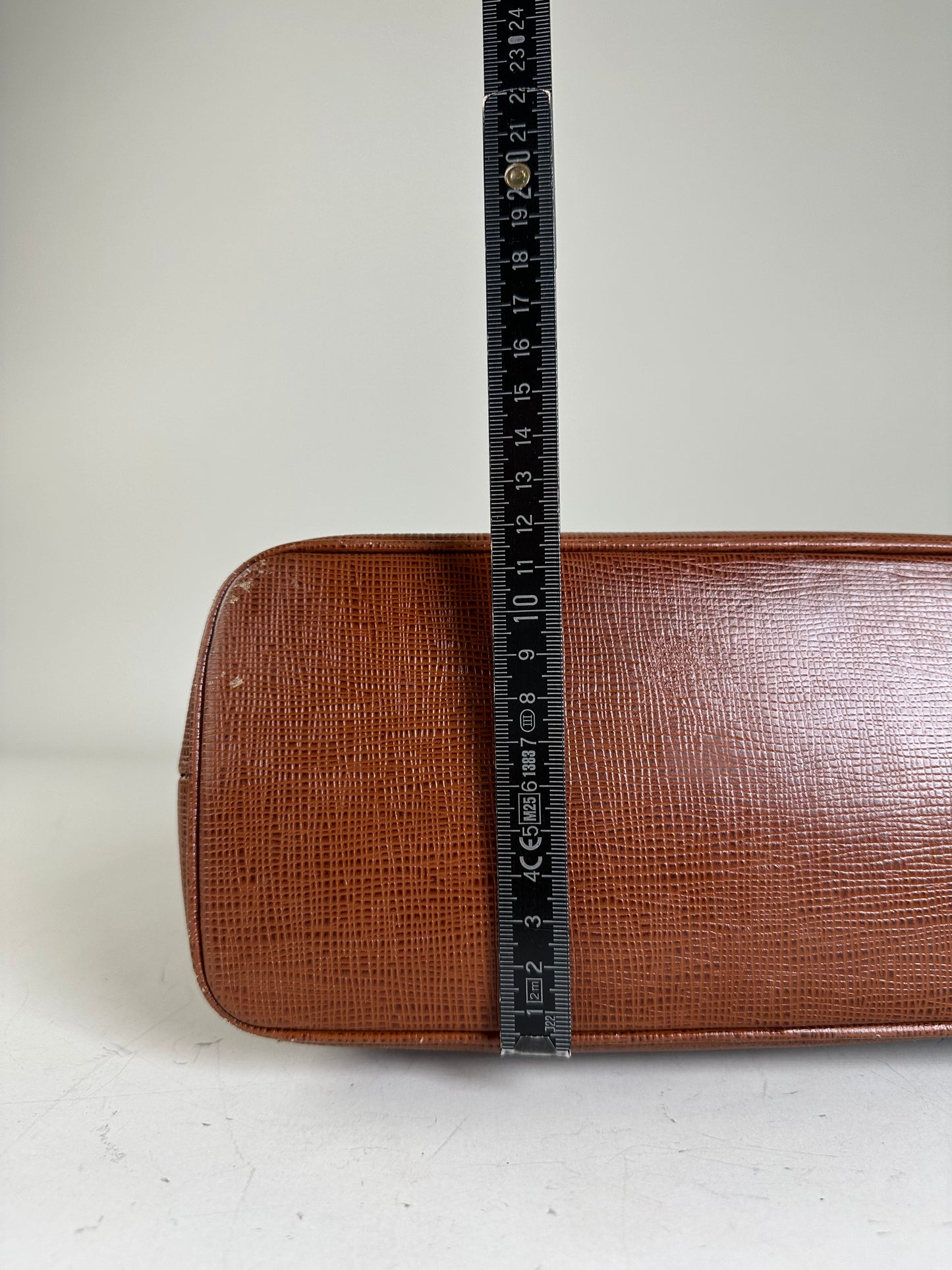 Vintage Courreges Textured Leather Shoulder Bag Rust Gold