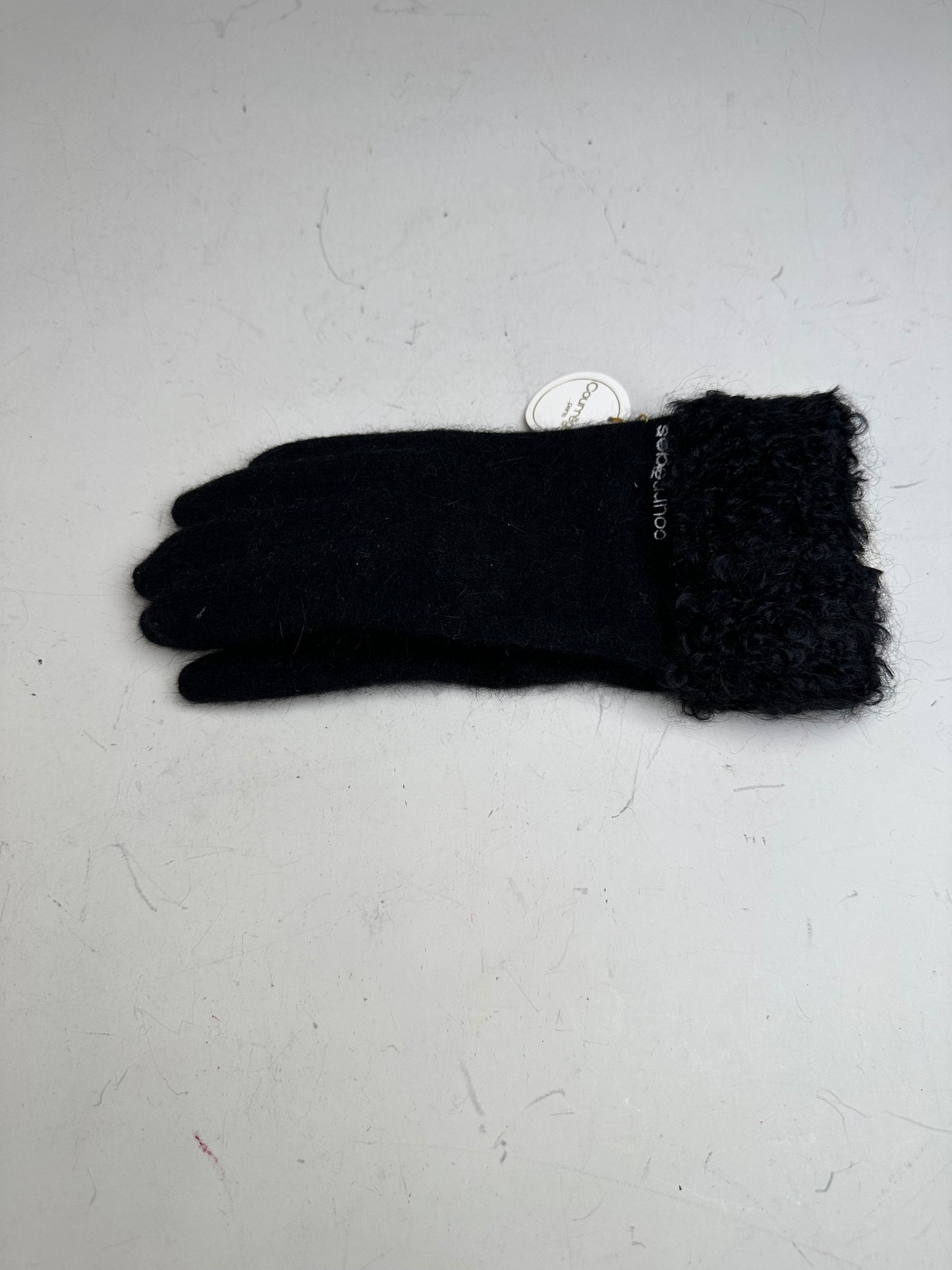 Vintage Courreges Wool Gloves Black Fur Trim New with Tag