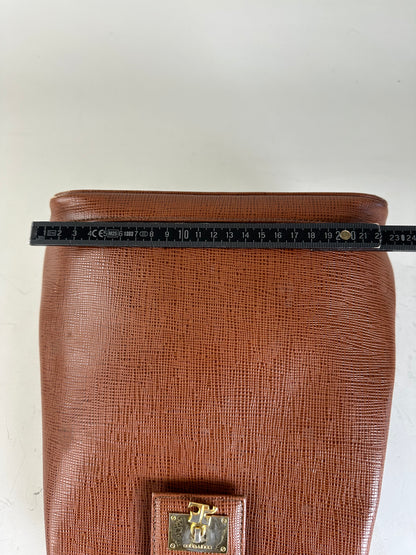 Vintage Courreges Textured Leather Shoulder Bag Rust Gold