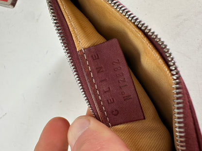 Vintage Celine Leather Zip Pouch Burgundy