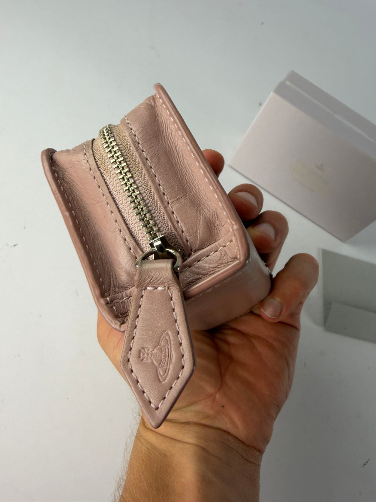 Vintage Vivienne Westwood Zip-Around Wallet Light Pink Silver