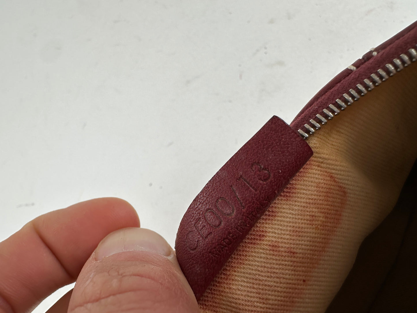 Vintage Celine Leather Zip Pouch Burgundy