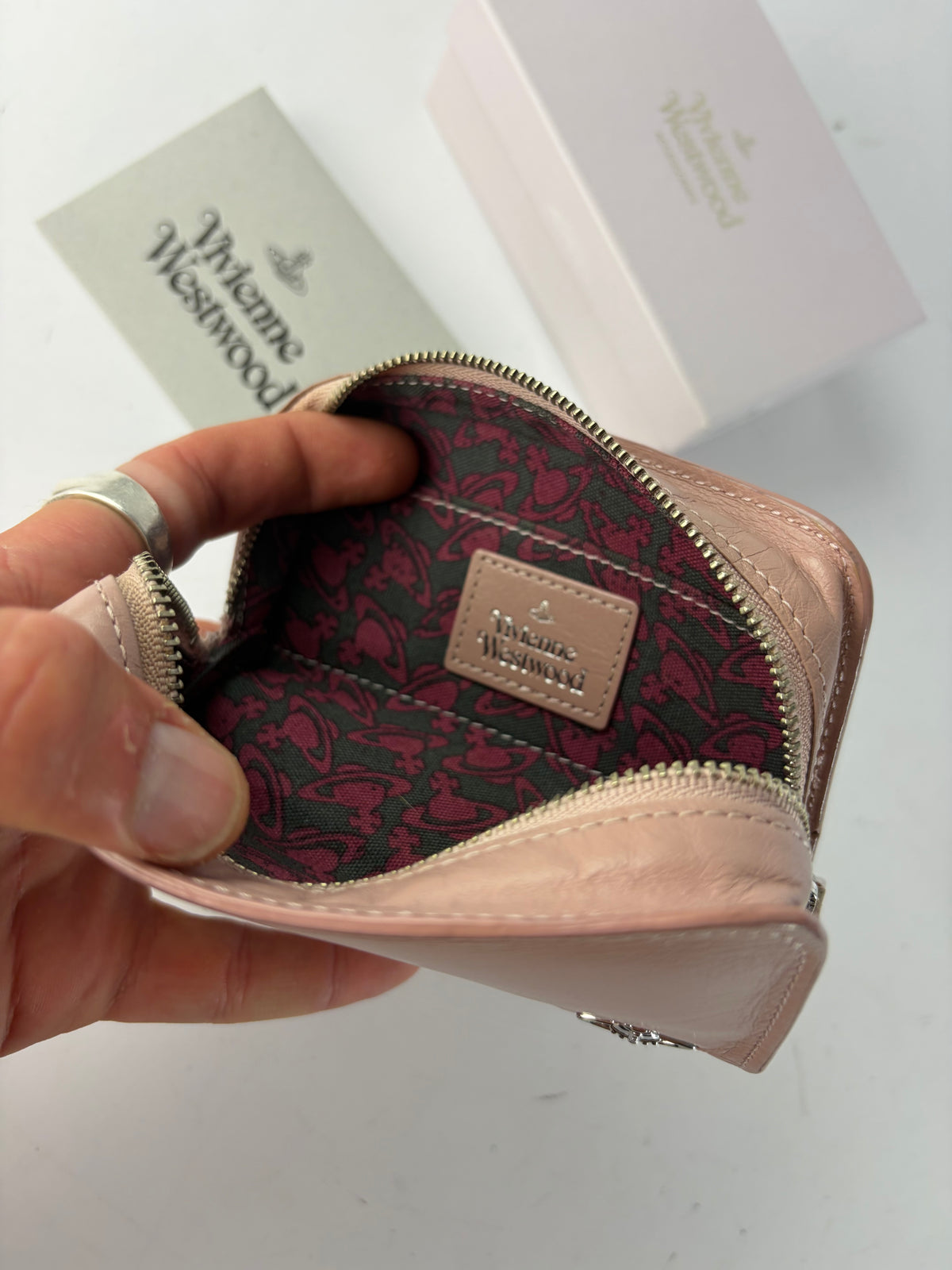 Vintage Vivienne Westwood Zip-Around Wallet Light Pink Silver