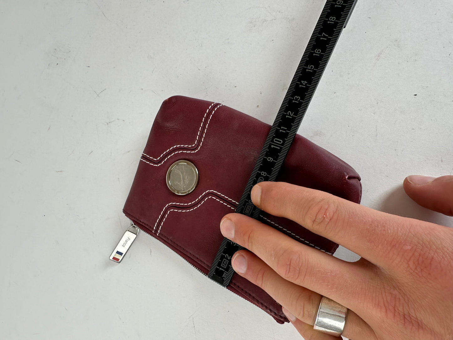 Vintage Celine Leather Zip Pouch Burgundy