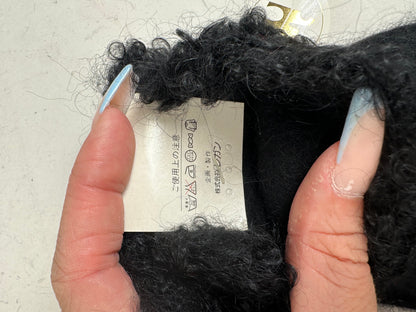 Vintage Courreges Wool Gloves Black Fur Trim New with Tag