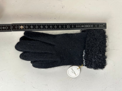 Vintage Courreges Wool Gloves Black Fur Trim New with Tag