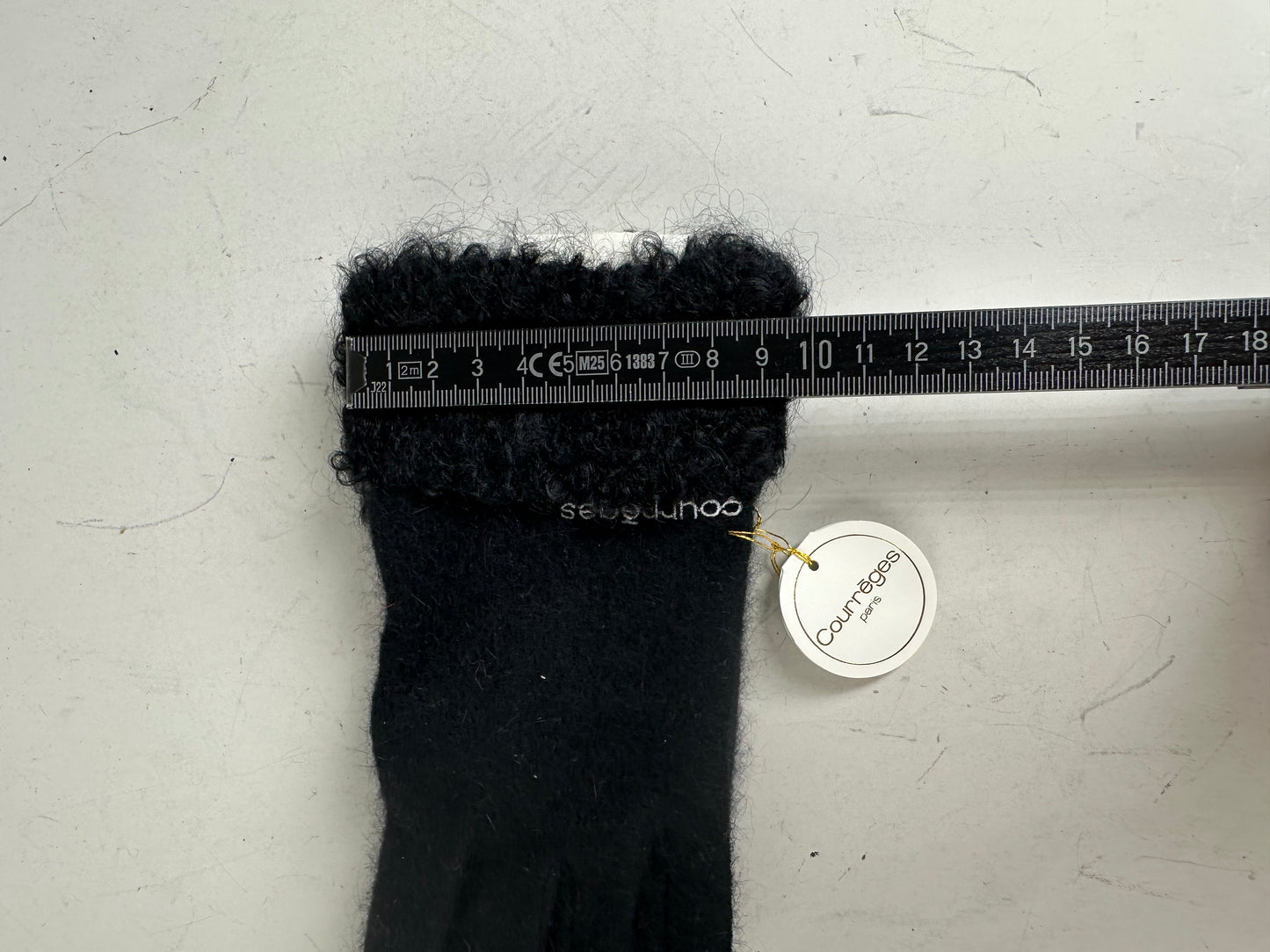 Vintage Courreges Wool Gloves Black Fur Trim New with Tag