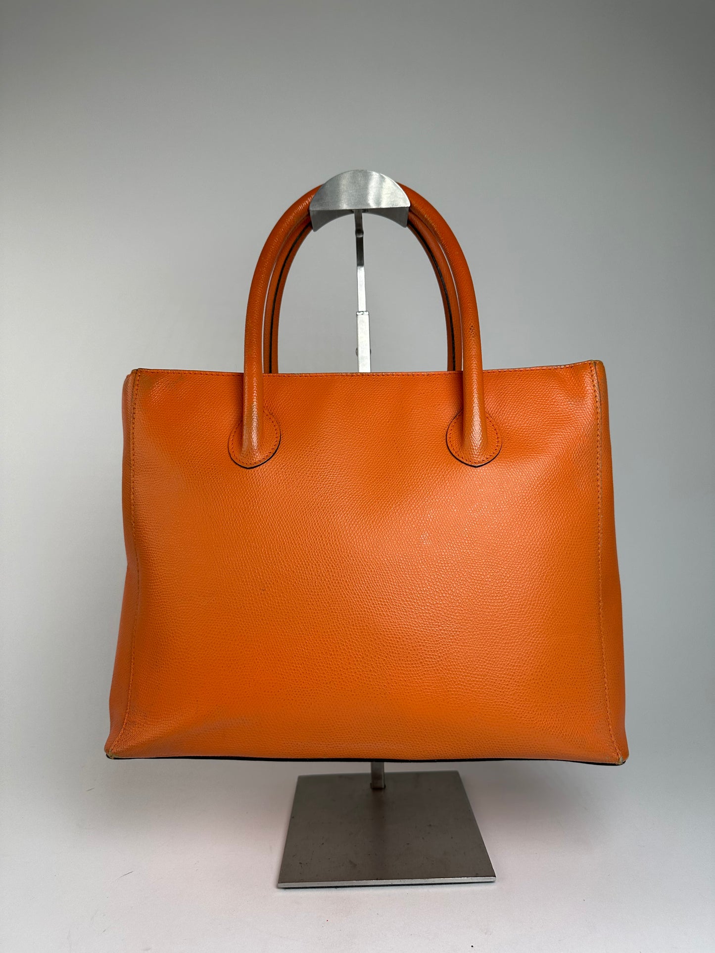 Vintage Celine Paris Leather Handbag Orange