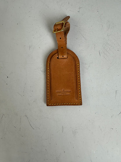Vintage Louis Vuitton Leather Luggage Tag Tan Gold