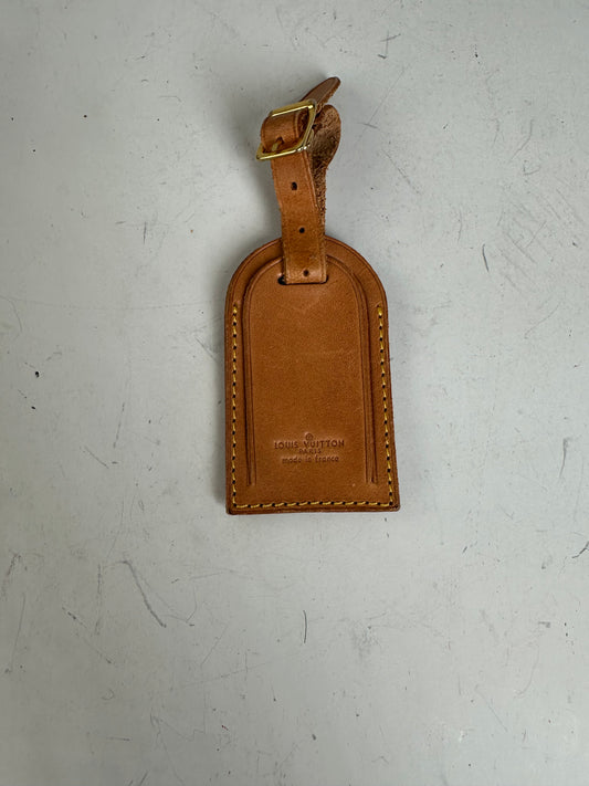 Vintage Louis Vuitton Leather Luggage Tag Tan Gold