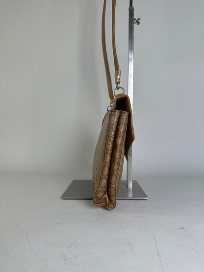 Vintage Celine GG Monogram Canvas Shoulder Bag Tan Brown