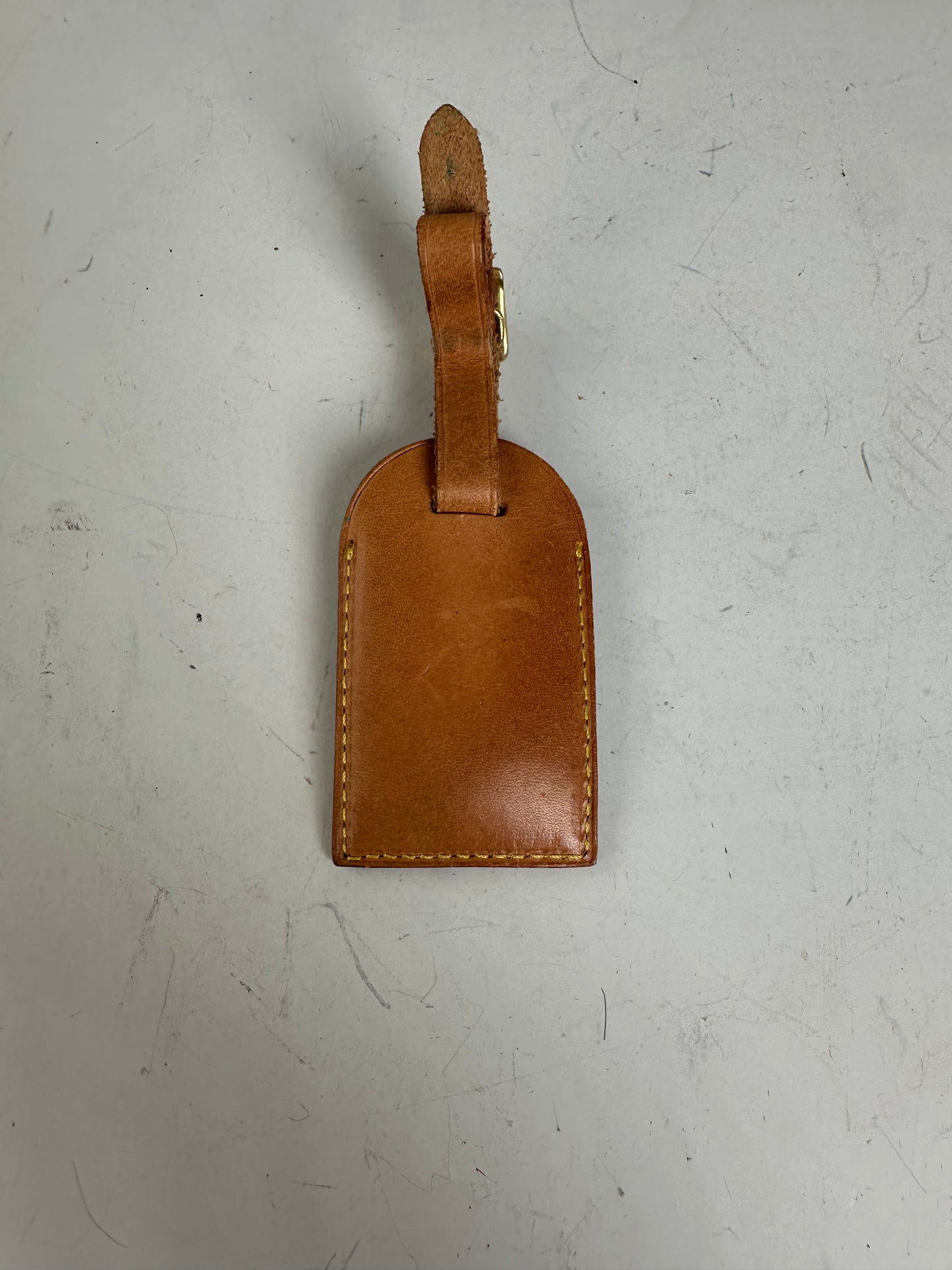 Vintage Louis Vuitton Leather Luggage Tag Tan Gold