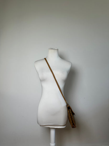Vintage Celine GG Monogram Canvas Shoulder Bag Tan Brown