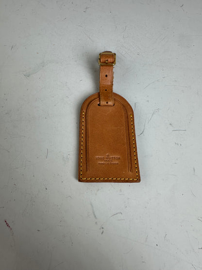 Vintage Louis Vuitton Leather Luggage Tag Tan Gold