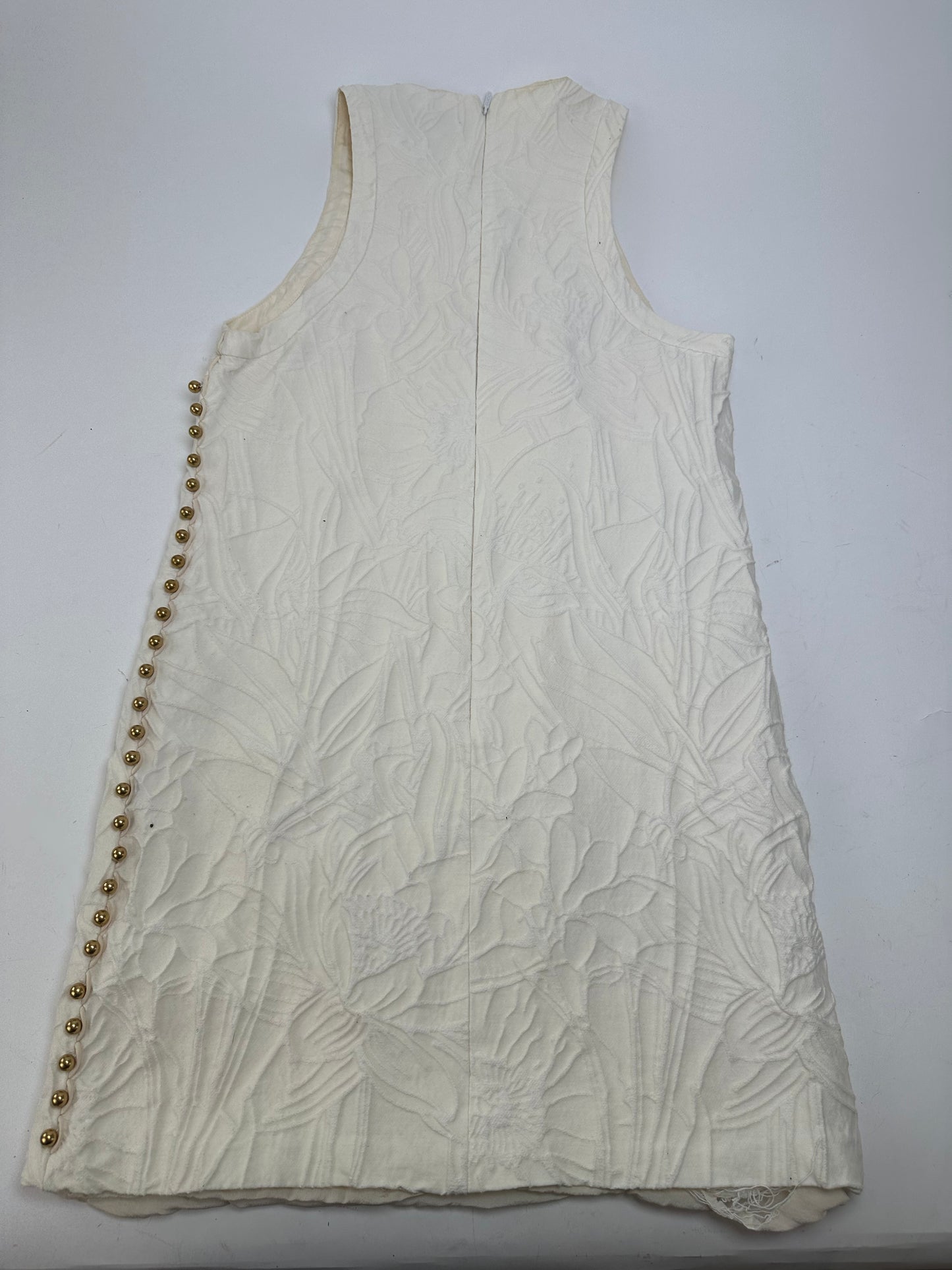Vintage Gucci Floral Quilted Shift Dress Cream S