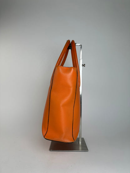 Vintage Celine Paris Leather Handbag Orange