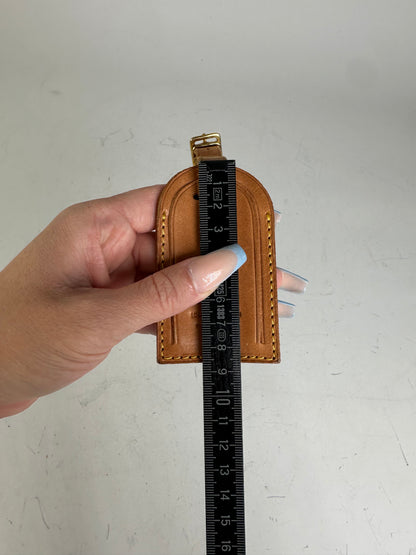 Vintage Louis Vuitton Leather Luggage Tag Tan Gold