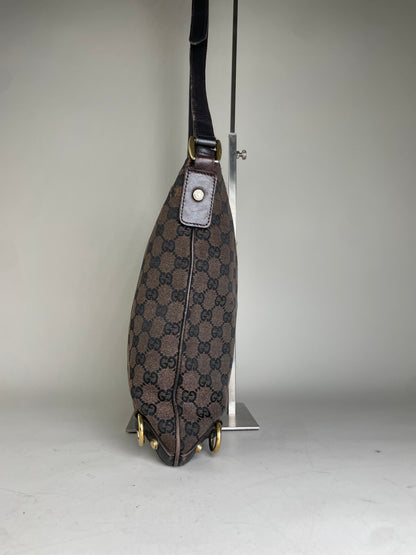 Vintage Gucci GG Supreme Shoulder Bag Beige Brown Gold