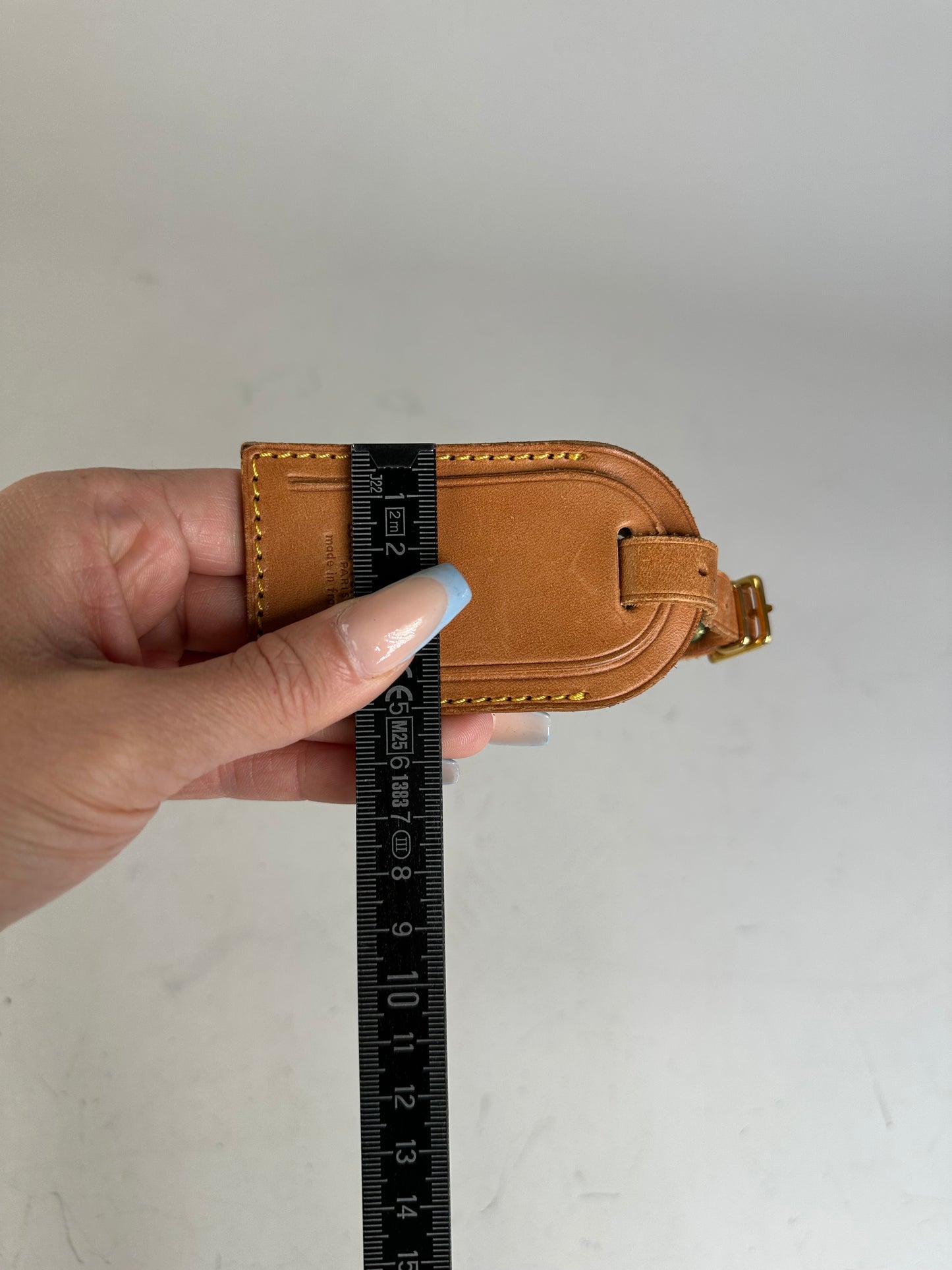Vintage Louis Vuitton Leather Luggage Tag Tan Gold