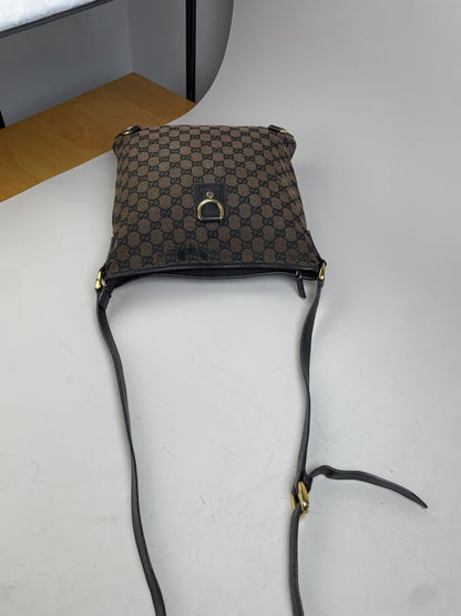 Vintage Gucci GG Supreme Shoulder Bag Beige Brown Gold
