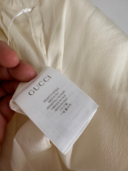 Vintage Gucci Floral Quilted Shift Dress Cream S