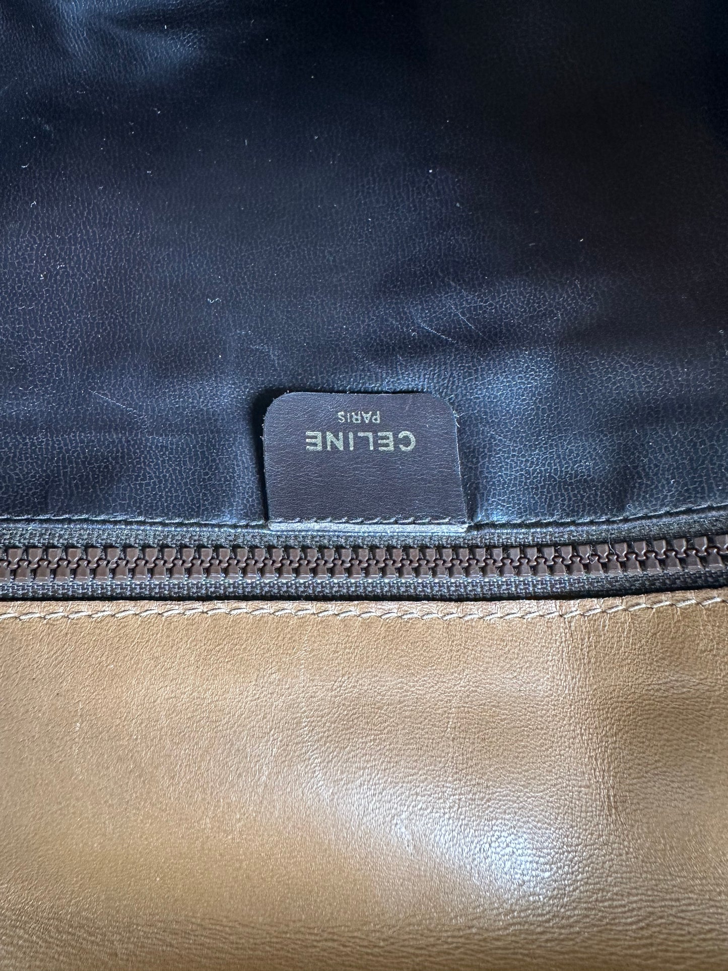 Vintage Celine GG Monogram Canvas Shoulder Bag Tan Brown