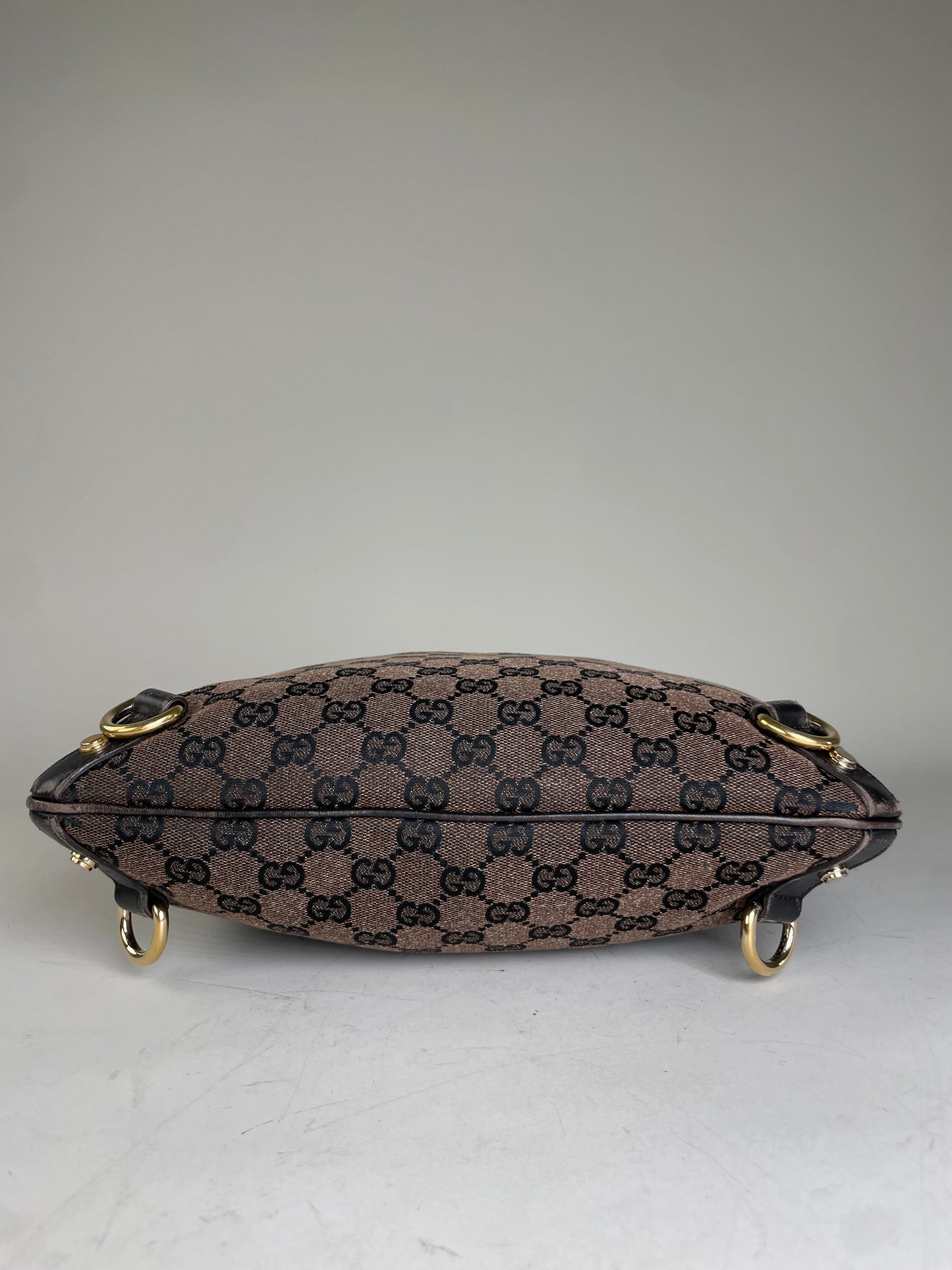Vintage Gucci GG Supreme Shoulder Bag Beige Brown Gold
