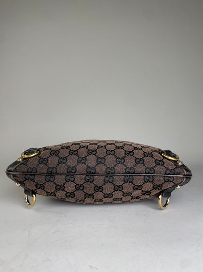 Vintage Gucci GG Supreme Shoulder Bag Beige Brown Gold