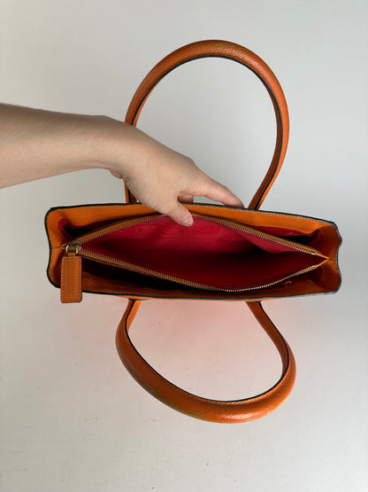 Vintage Celine Paris Leather Handbag Orange