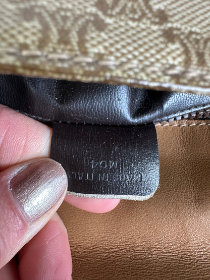 Vintage Celine GG Monogram Canvas Shoulder Bag Tan Brown