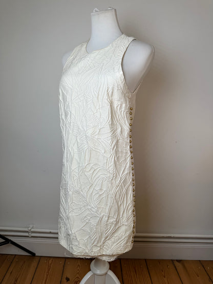 Vintage Gucci Floral Quilted Shift Dress Cream S