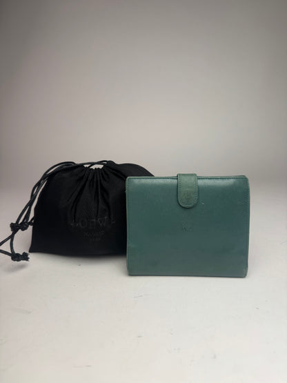 Vintage Loewe Madrid Mint Green Anagram Leather Wallet