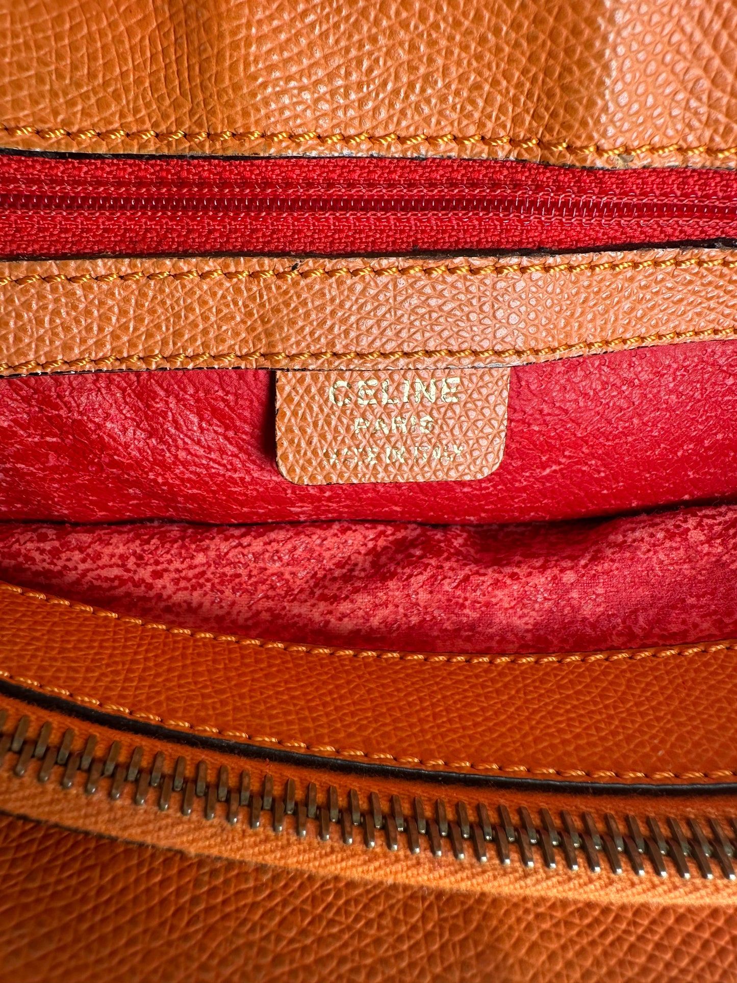 Vintage Celine Paris Leather Handbag Orange