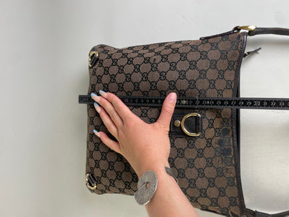 Vintage Gucci GG Supreme Shoulder Bag Beige Brown Gold