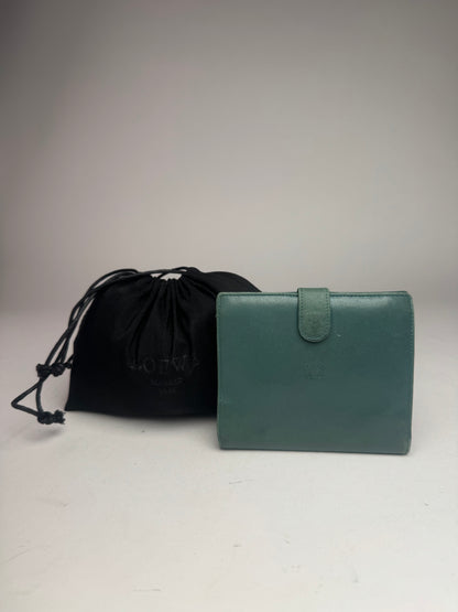 Vintage Loewe Madrid Mint Green Anagram Leather Wallet
