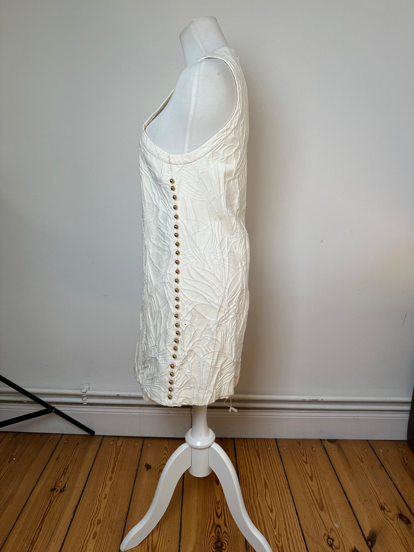 Vintage Gucci Floral Quilted Shift Dress Cream S