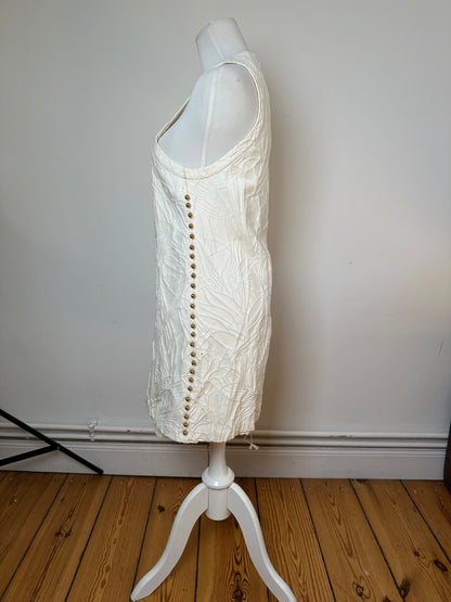 Vintage Gucci Floral Quilted Shift Dress Cream S