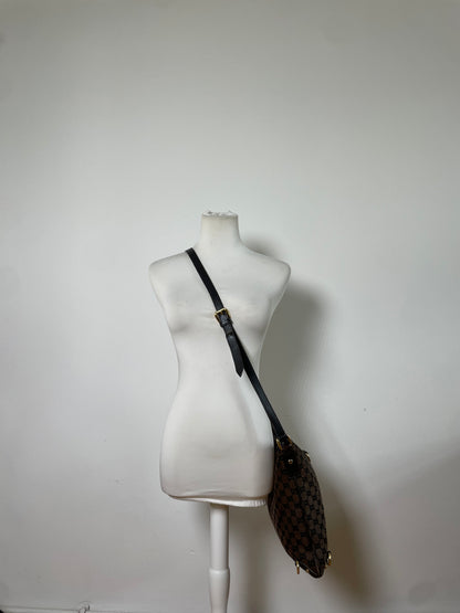Vintage Gucci GG Supreme Shoulder Bag Beige Brown Gold