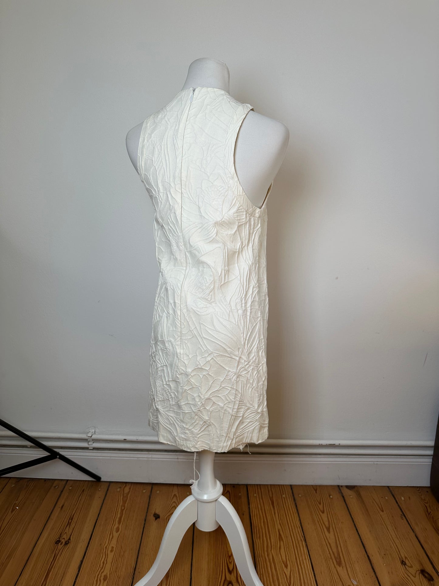 Vintage Gucci Floral Quilted Shift Dress Cream S