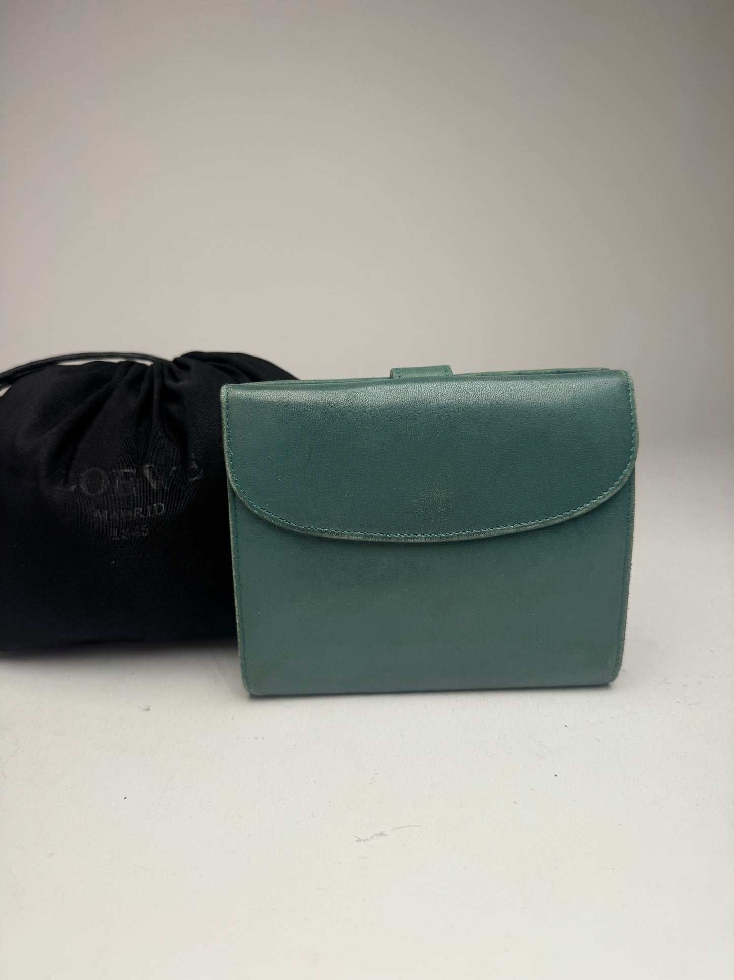 Vintage Loewe Madrid Mint Green Anagram Leather Wallet