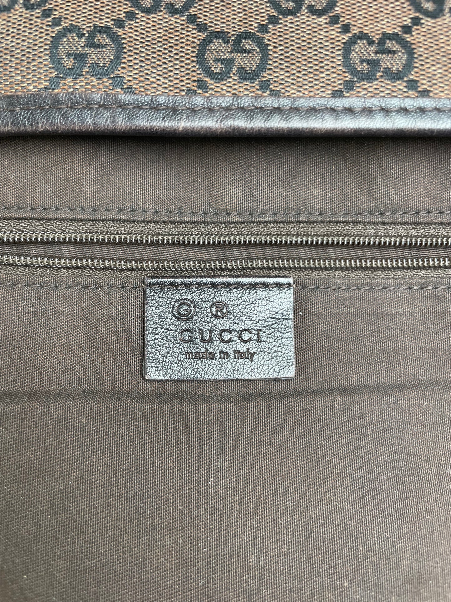 Vintage Gucci GG Supreme Shoulder Bag Beige Brown Gold