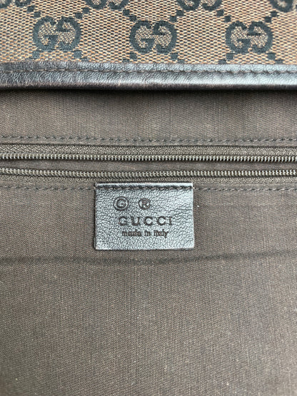Vintage Gucci GG Supreme Shoulder Bag Beige Brown Gold